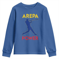 Arepa Power Baseball Batter Silhouette Youth Sweatshirt Venezuelan Pride Beisbol for Baseball Fans