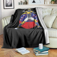 Venezuela Baseball Pitcher Skeleton Throw Blanket Venezuelan Flag Venezuela Pride Sports Fans