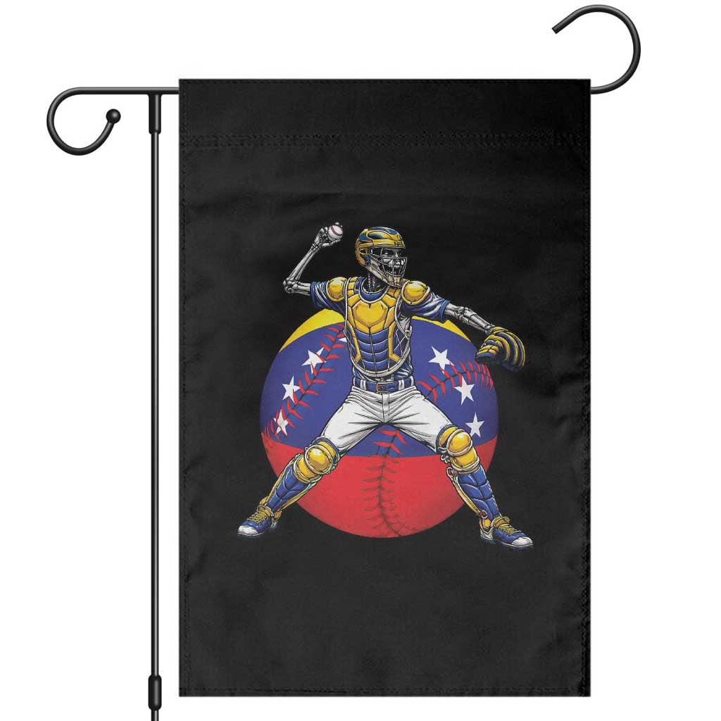 Venezuela Baseball Pitcher Skeleton Garden Flag Venezuelan Flag Venezuela Pride Sports Fans