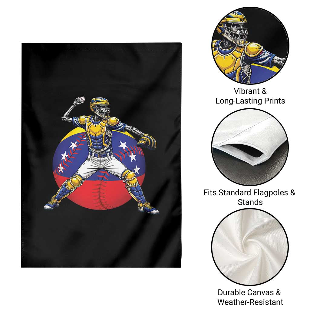 Venezuela Baseball Pitcher Skeleton Garden Flag Venezuelan Flag Venezuela Pride Sports Fans