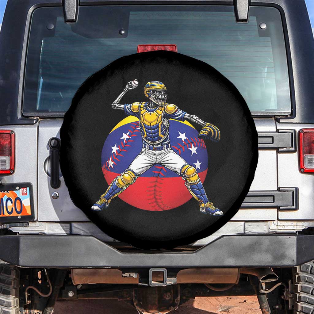 Venezuela Baseball Pitcher Skeleton Spare Tire Cover Venezuelan Flag Venezuela Pride Sports Fans