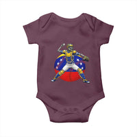 Venezuela Baseball Pitcher Skeleton Baby Onesie Venezuelan Flag Venezuela Pride Sports Fans