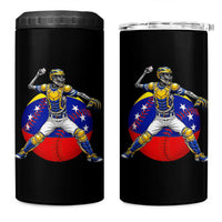 Venezuela Baseball Pitcher Skeleton 4 in 1 Can Cooler Tumbler Venezuelan Flag Venezuela Pride Sports Fans