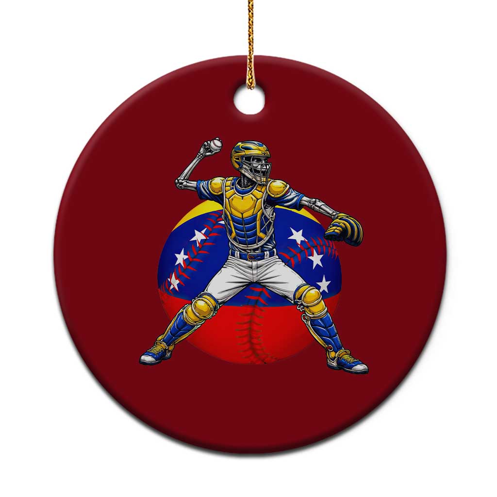 Venezuela Baseball Pitcher Skeleton Ceramic Ornament Venezuelan Flag Venezuela Pride Sports Fans