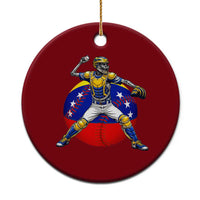Venezuela Baseball Pitcher Skeleton Ceramic Ornament Venezuelan Flag Venezuela Pride Sports Fans