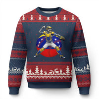 Venezuela Baseball Pitcher Skeleton Ugly Christmas Sweater Venezuelan Flag Venezuela Pride Sports Fans