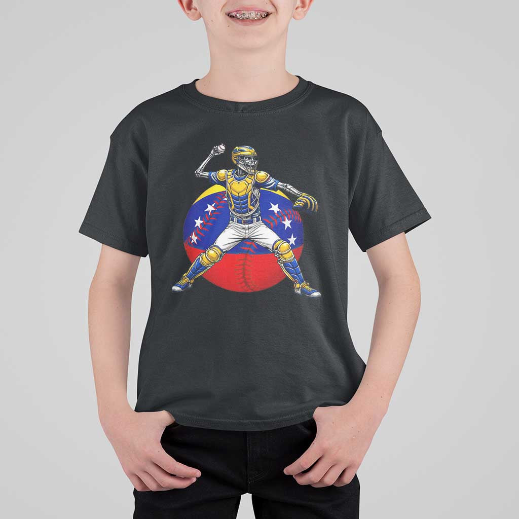 Venezuela Baseball Pitcher Skeleton T Shirt For Kid Venezuelan Flag Venezuela Pride Sports Fans