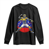 Venezuela Baseball Pitcher Skeleton Long Sleeve Shirt Venezuelan Flag Venezuela Pride Sports Fans