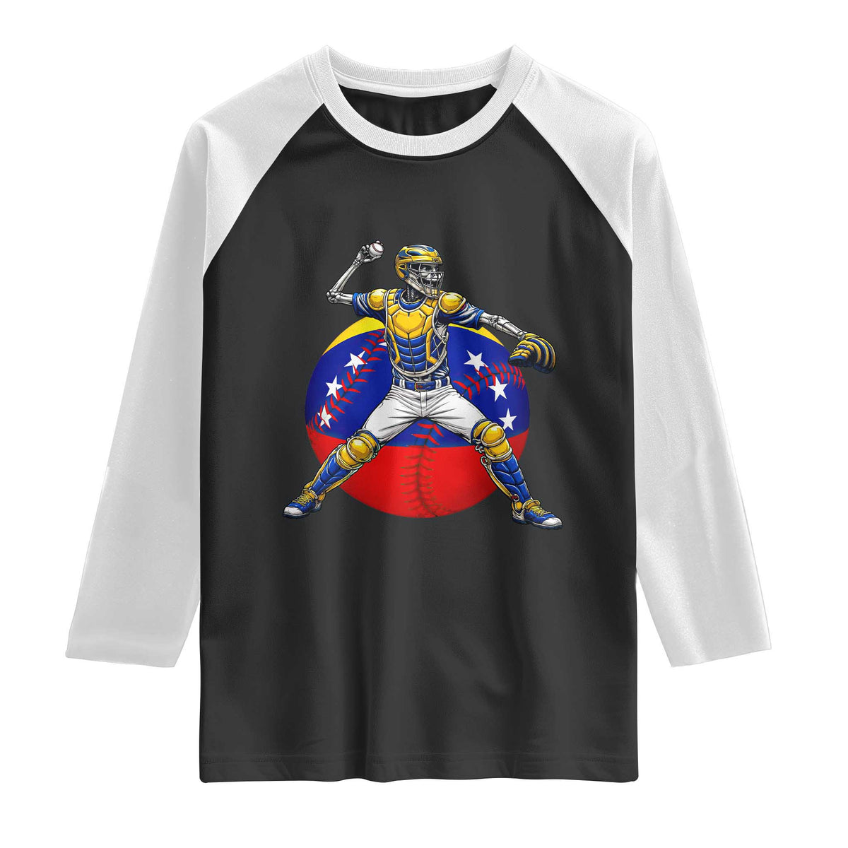 Venezuela Baseball Pitcher Skeleton Raglan Shirt Venezuelan Flag Venezuela Pride Sports Fans