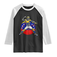 Venezuela Baseball Pitcher Skeleton Raglan Shirt Venezuelan Flag Venezuela Pride Sports Fans