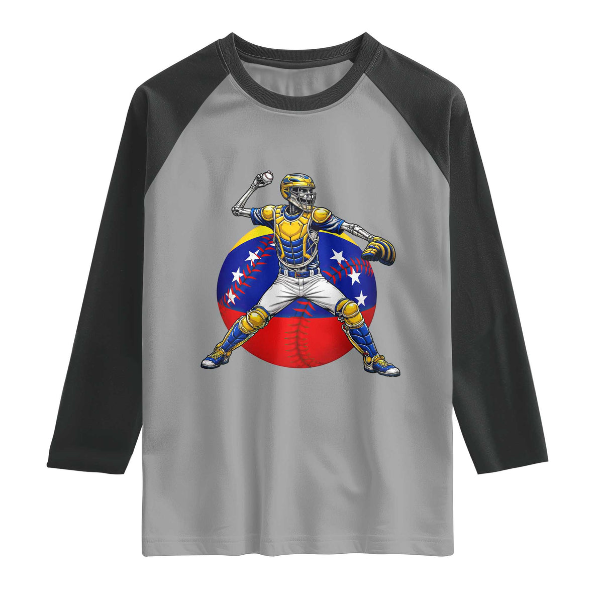 Venezuela Baseball Pitcher Skeleton Raglan Shirt Venezuelan Flag Venezuela Pride Sports Fans