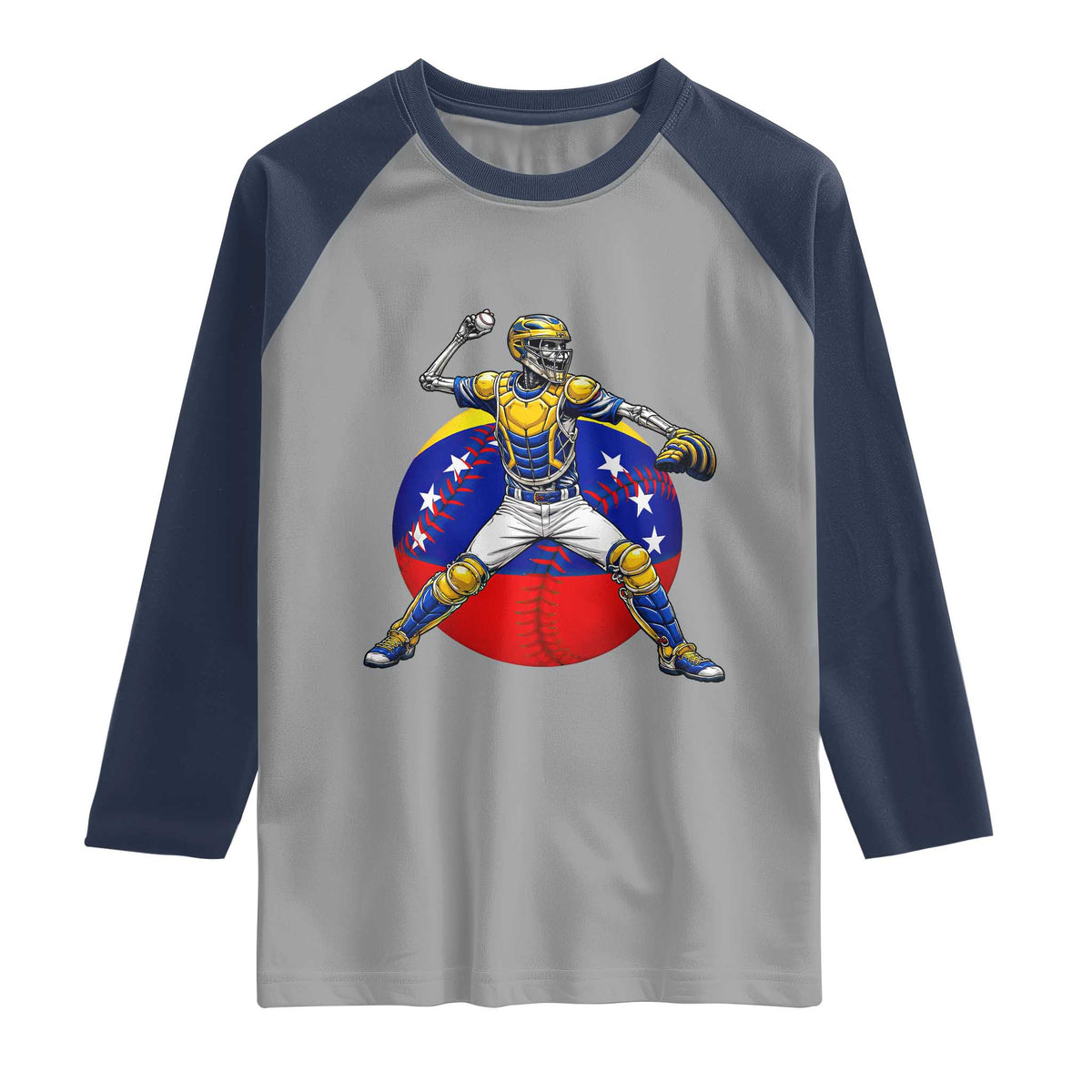 Venezuela Baseball Pitcher Skeleton Raglan Shirt Venezuelan Flag Venezuela Pride Sports Fans