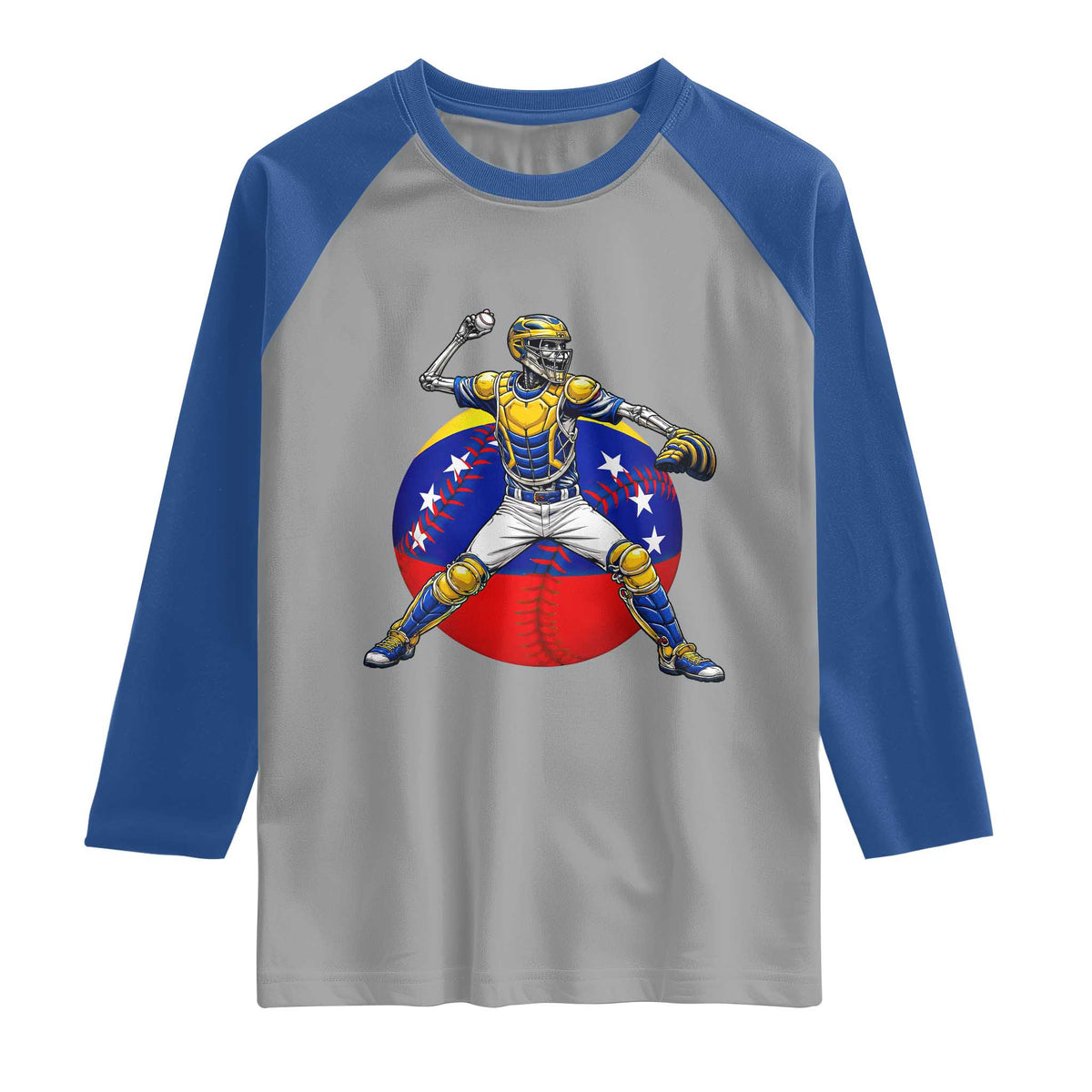 Venezuela Baseball Pitcher Skeleton Raglan Shirt Venezuelan Flag Venezuela Pride Sports Fans