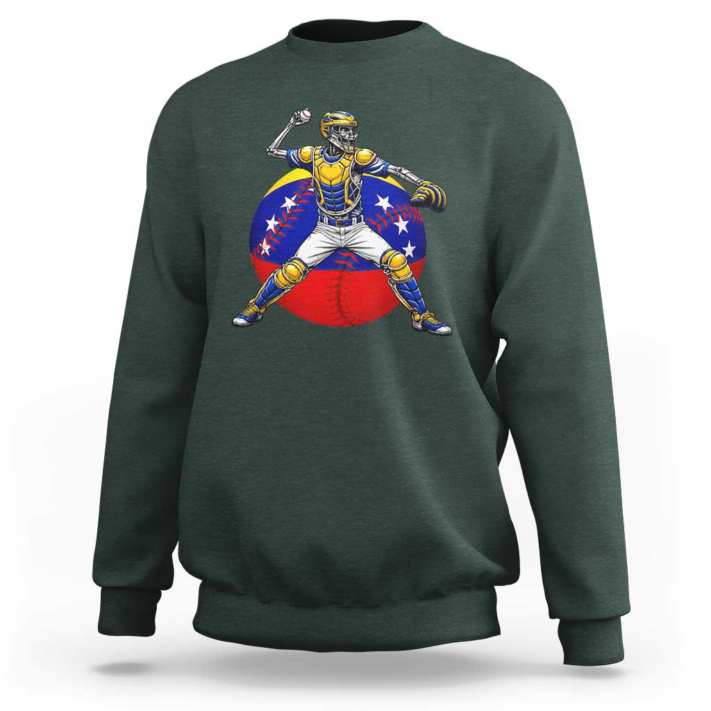 Venezuela Baseball Pitcher Skeleton Sweatshirt Venezuelan Flag Venezuela Pride Sports Fans