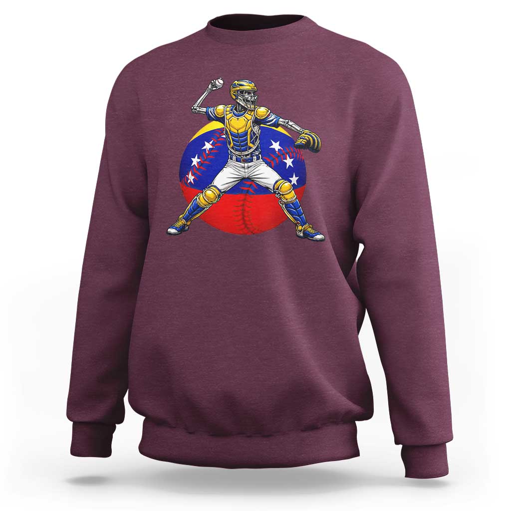 Venezuela Baseball Pitcher Skeleton Sweatshirt Venezuelan Flag Venezuela Pride Sports Fans
