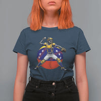 Venezuela Baseball Pitcher Skeleton T Shirt For Women Venezuelan Flag Venezuela Pride Sports Fans