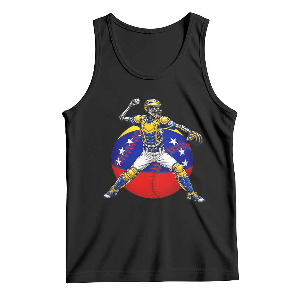 Venezuela Baseball Pitcher Skeleton Tank Top Venezuelan Flag Venezuela Pride Sports Fans