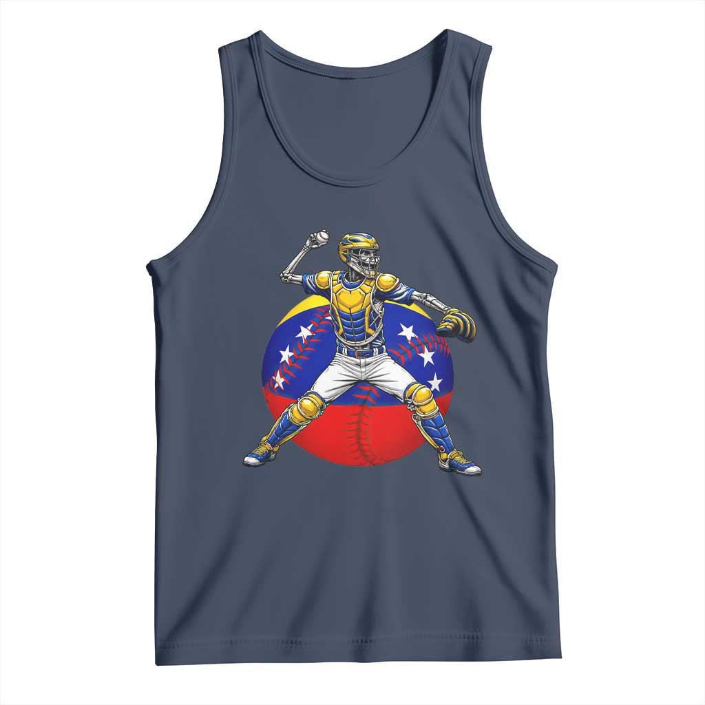 Venezuela Baseball Pitcher Skeleton Tank Top Venezuelan Flag Venezuela Pride Sports Fans