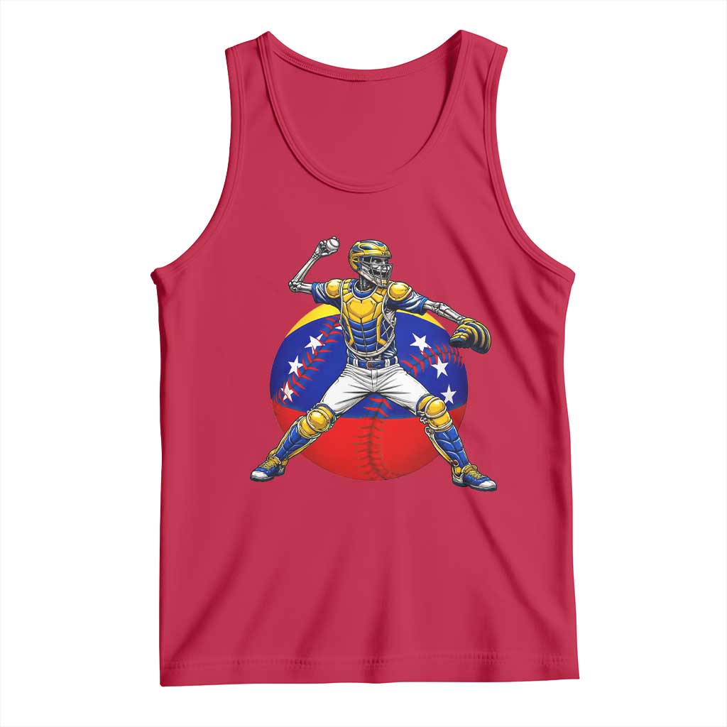 Venezuela Baseball Pitcher Skeleton Tank Top Venezuelan Flag Venezuela Pride Sports Fans