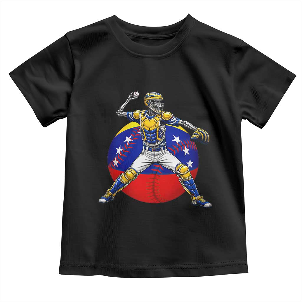 Venezuela Baseball Pitcher Skeleton Toddler T Shirt Venezuelan Flag Venezuela Pride Sports Fans