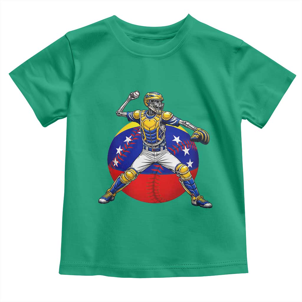 Venezuela Baseball Pitcher Skeleton Toddler T Shirt Venezuelan Flag Venezuela Pride Sports Fans