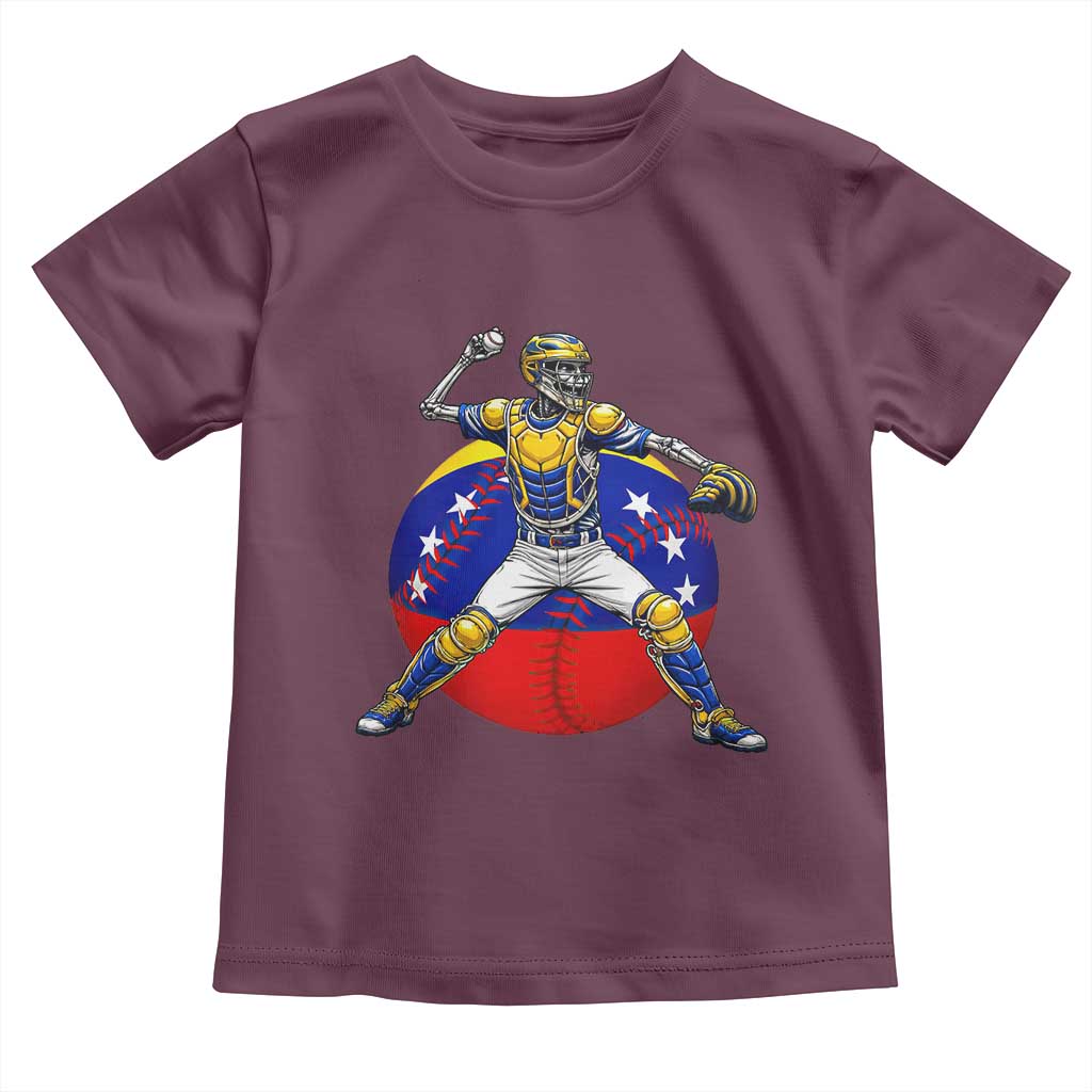 Venezuela Baseball Pitcher Skeleton Toddler T Shirt Venezuelan Flag Venezuela Pride Sports Fans