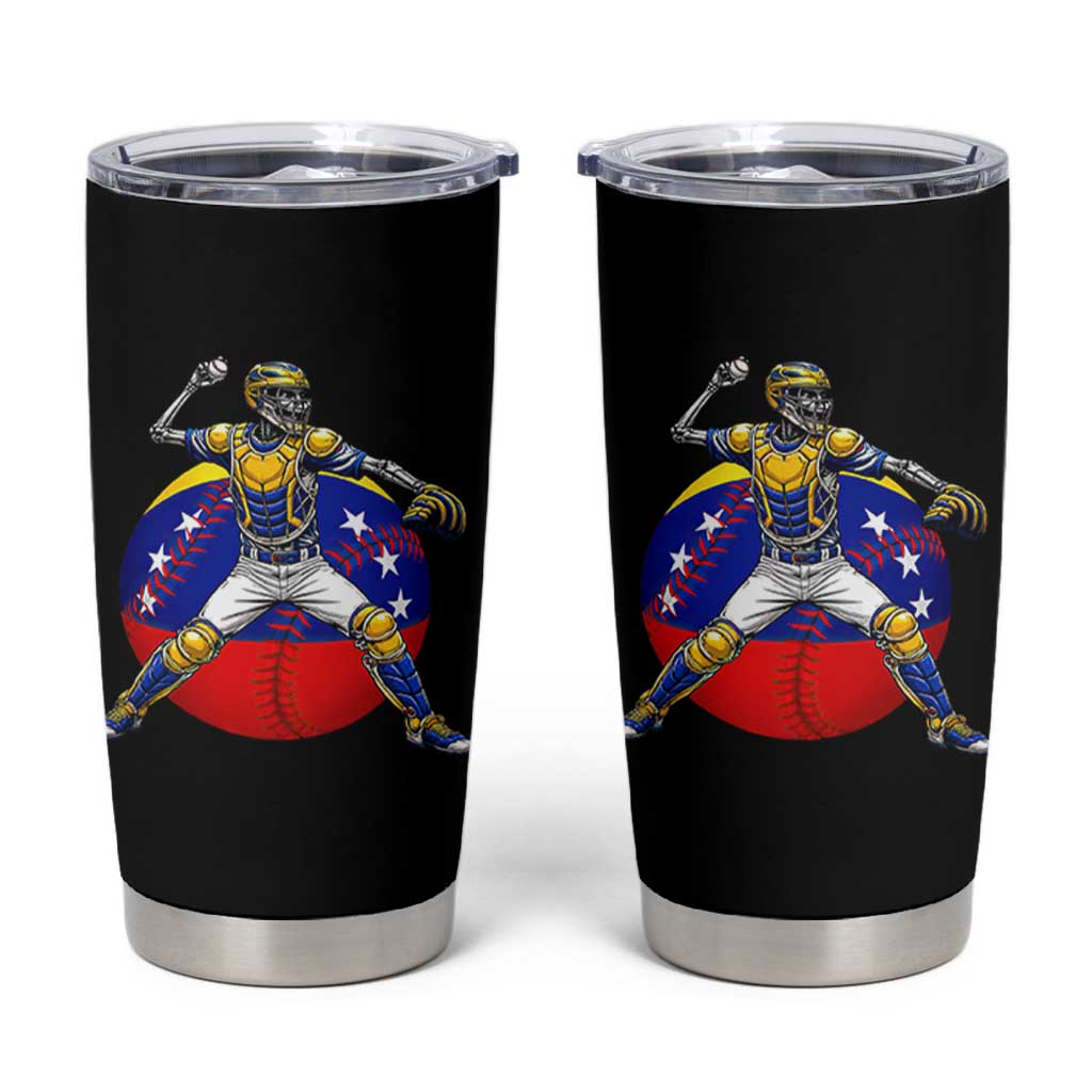 Venezuela Baseball Pitcher Skeleton Tumbler Cup Venezuelan Flag Venezuela Pride Sports Fans