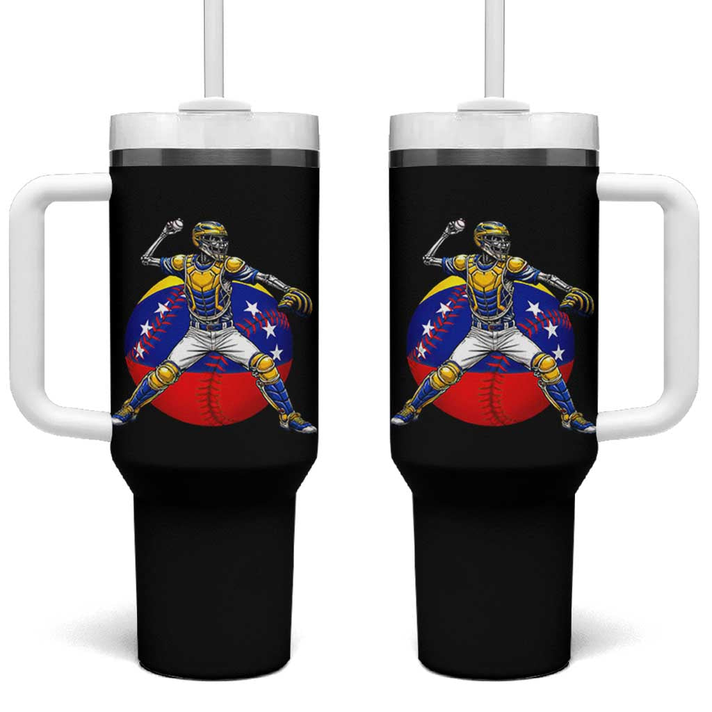Venezuela Baseball Pitcher Skeleton Tumbler With Handle Venezuelan Flag Venezuela Pride Sports Fans