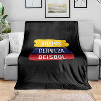 Arepas Cerveza Beisbol Venezuela Things Throw Blanket Funny Latino Food Beer and Baseball Pride