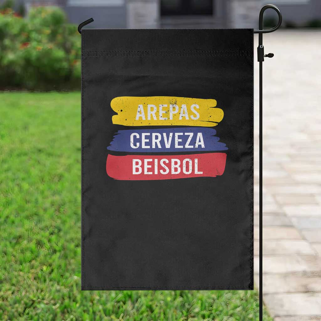 Arepas Cerveza Beisbol Venezuela Things Garden Flag Funny Latino Food Beer and Baseball Pride