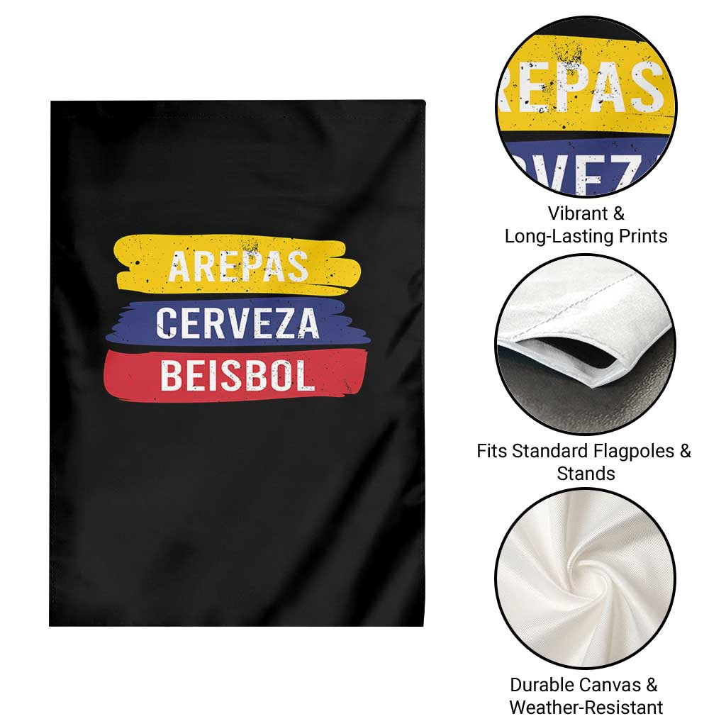 Arepas Cerveza Beisbol Venezuela Things Garden Flag Funny Latino Food Beer and Baseball Pride