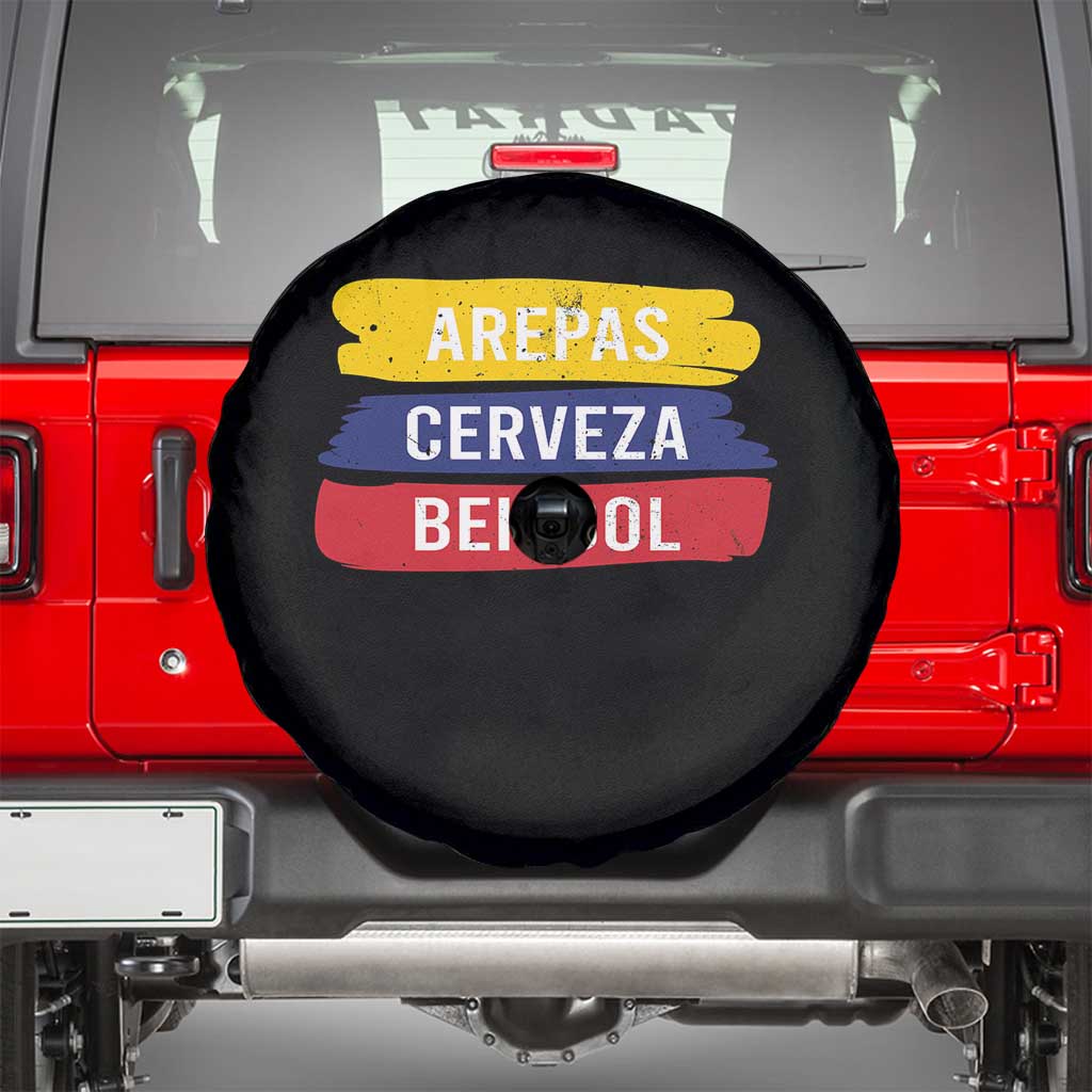 Arepas Cerveza Beisbol Venezuela Things Spare Tire Cover Funny Latino Food Beer and Baseball Pride