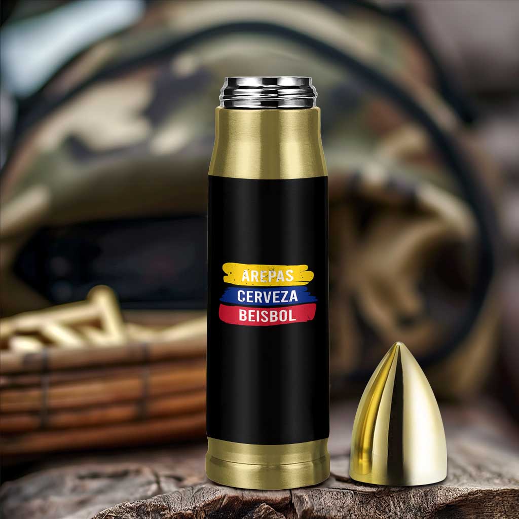 Arepas Cerveza Beisbol Venezuela Things Bullet Tumbler Funny Latino Food Beer and Baseball Pride