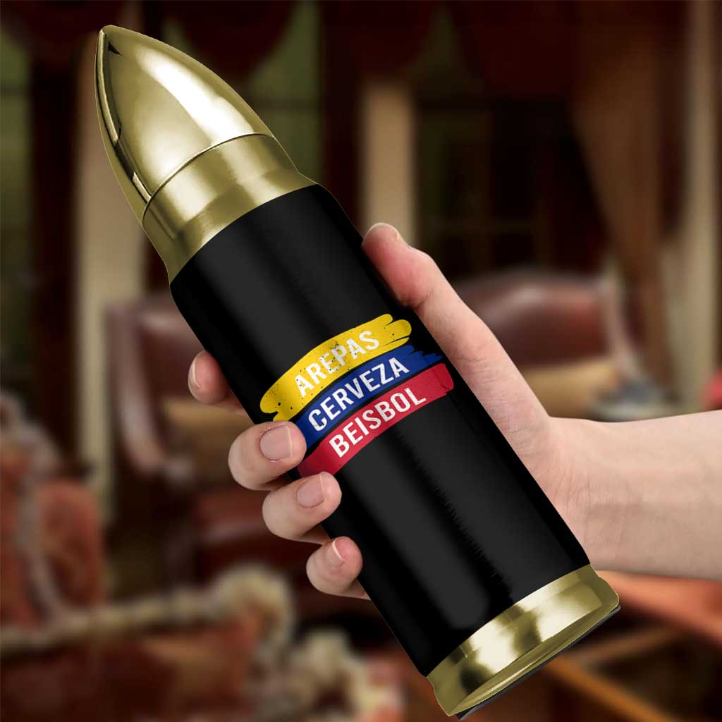 Arepas Cerveza Beisbol Venezuela Things Bullet Tumbler Funny Latino Food Beer and Baseball Pride