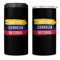 Arepas Cerveza Beisbol Venezuela Things 4 in 1 Can Cooler Tumbler Funny Latino Food Beer and Baseball Pride
