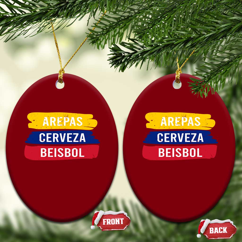 Arepas Cerveza Beisbol Venezuela Things Ceramic Ornament Funny Latino Food Beer and Baseball Pride