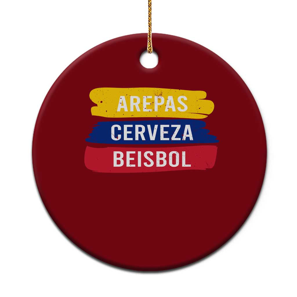 Arepas Cerveza Beisbol Venezuela Things Ceramic Ornament Funny Latino Food Beer and Baseball Pride