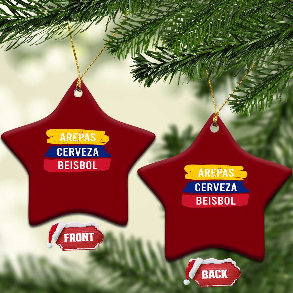 Arepas Cerveza Beisbol Venezuela Things Ceramic Ornament Funny Latino Food Beer and Baseball Pride