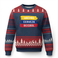 Arepas Cerveza Beisbol Venezuela Things Ugly Christmas Sweater Funny Latino Food Beer and Baseball Pride