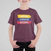 Arepas Cerveza Beisbol Venezuela Things T Shirt For Kid Funny Latino Food Beer and Baseball Pride