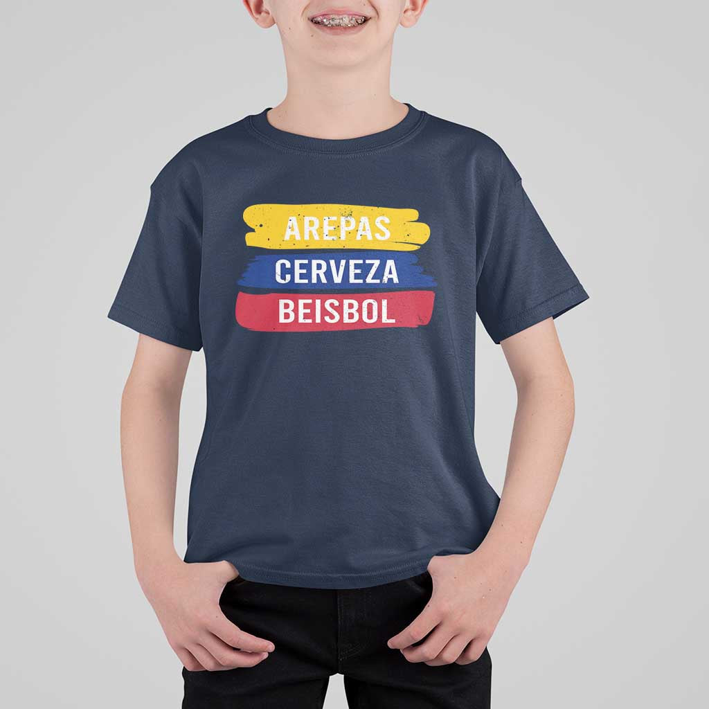 Arepas Cerveza Beisbol Venezuela Things T Shirt For Kid Funny Latino Food Beer and Baseball Pride