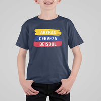 Arepas Cerveza Beisbol Venezuela Things T Shirt For Kid Funny Latino Food Beer and Baseball Pride