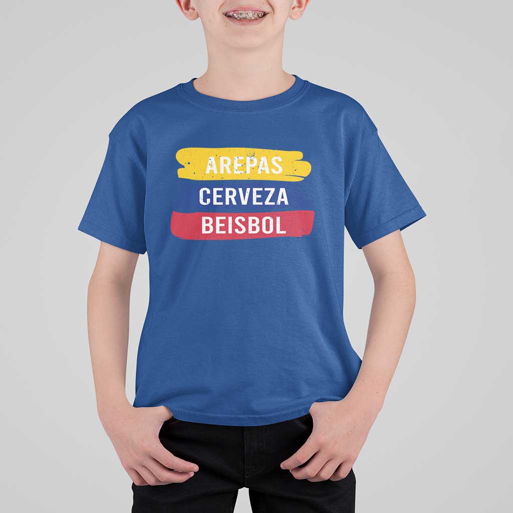 Arepas Cerveza Beisbol Venezuela Things T Shirt For Kid Funny Latino Food Beer and Baseball Pride