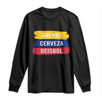 Arepas Cerveza Beisbol Venezuela Things Long Sleeve Shirt Funny Latino Food Beer and Baseball Pride