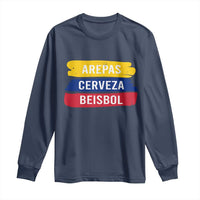 Arepas Cerveza Beisbol Venezuela Things Long Sleeve Shirt Funny Latino Food Beer and Baseball Pride