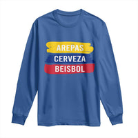 Arepas Cerveza Beisbol Venezuela Things Long Sleeve Shirt Funny Latino Food Beer and Baseball Pride