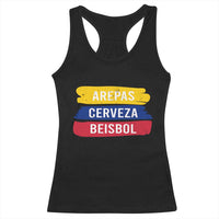 Arepas Cerveza Beisbol Venezuela Things Racerback Tank Top Funny Latino Food Beer and Baseball Pride