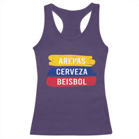 Arepas Cerveza Beisbol Venezuela Things Racerback Tank Top Funny Latino Food Beer and Baseball Pride