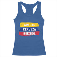 Arepas Cerveza Beisbol Venezuela Things Racerback Tank Top Funny Latino Food Beer and Baseball Pride