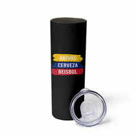 Arepas Cerveza Beisbol Venezuela Things Skinny Tumbler Funny Latino Food Beer and Baseball Pride
